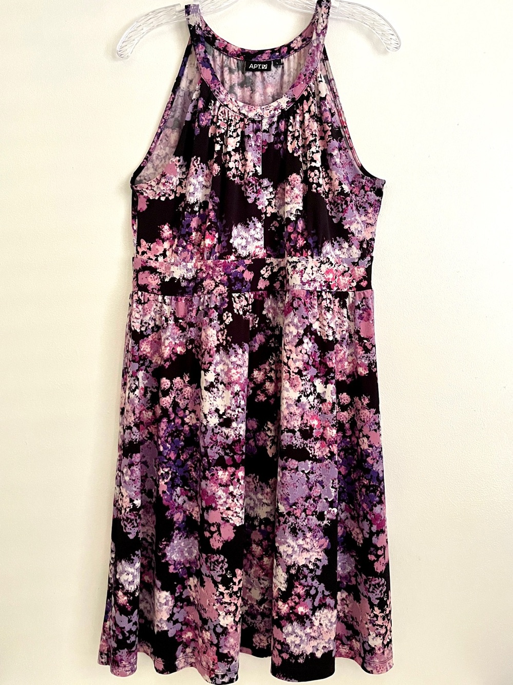 Apt. 9 Purple Black Floral Sleeveless Midi Dress L Artsy Colorful